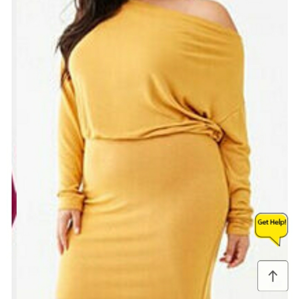 Mustard dress, open shoulder, XL
